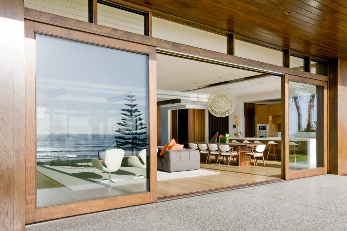 Commercial Sliding Glass Doors; Tempered 4 Materials Wood Veneer Vinyl Metal