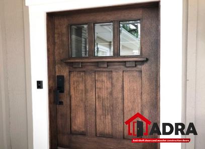 brown wood front door with complete explanations and familiarization