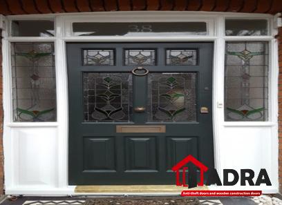 external wooden front door with complete explanations and familiarization